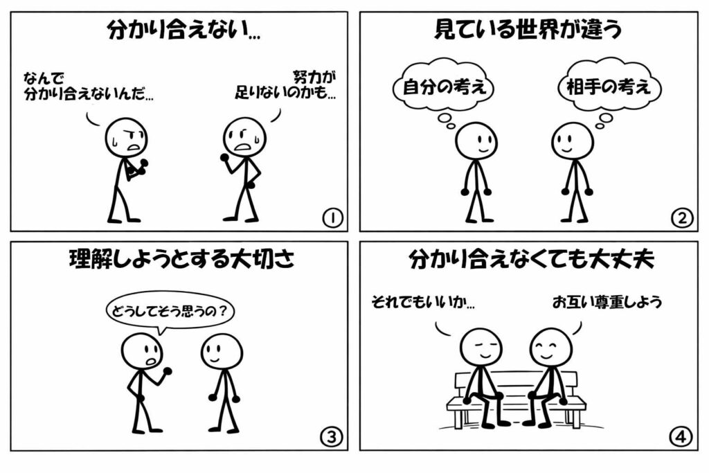 分かり合えない関係を永峰式マヤロジックシステムで解説する4コマ漫画
